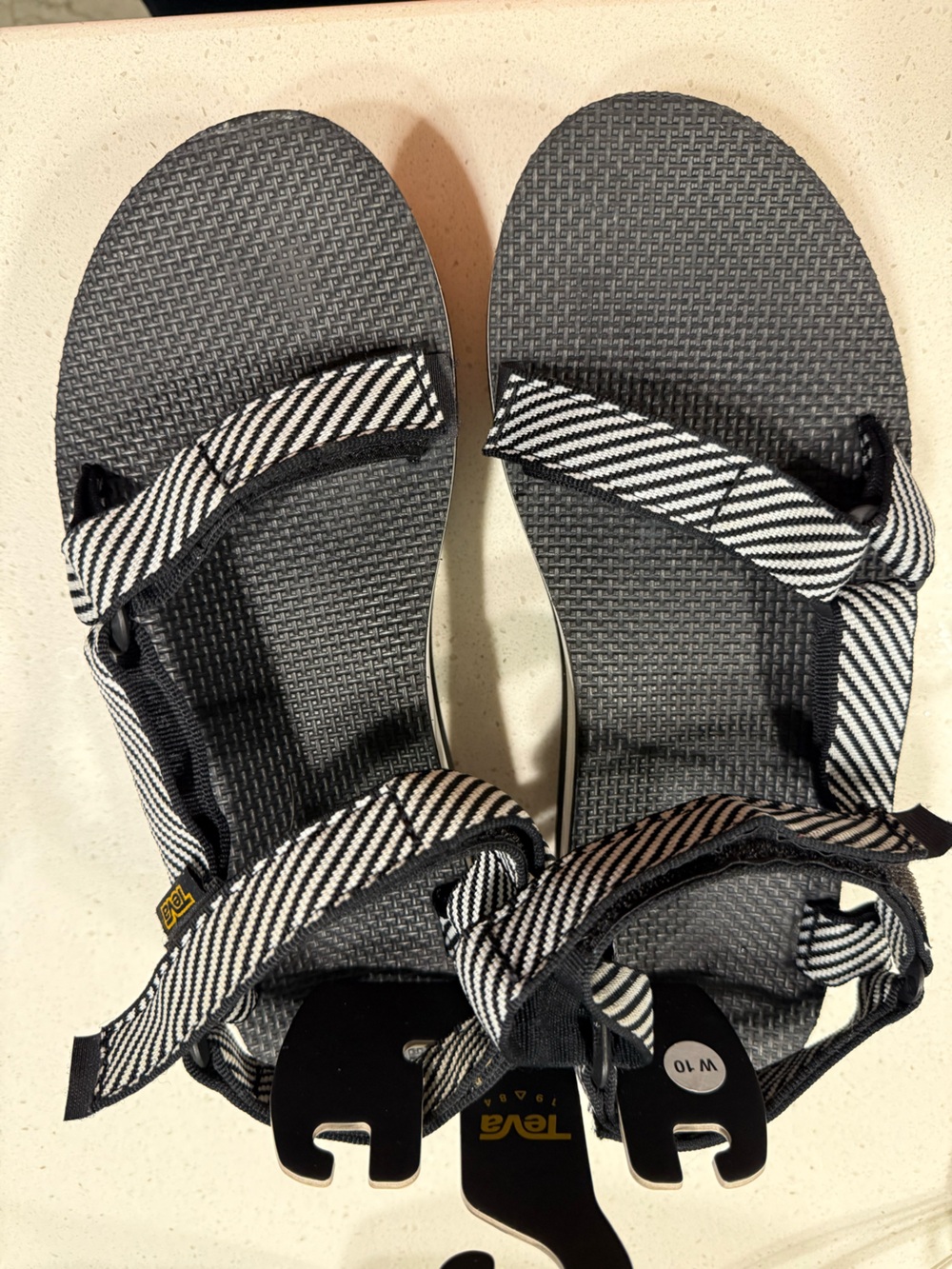 Teva Black and White Patterned Strap Sandal Label